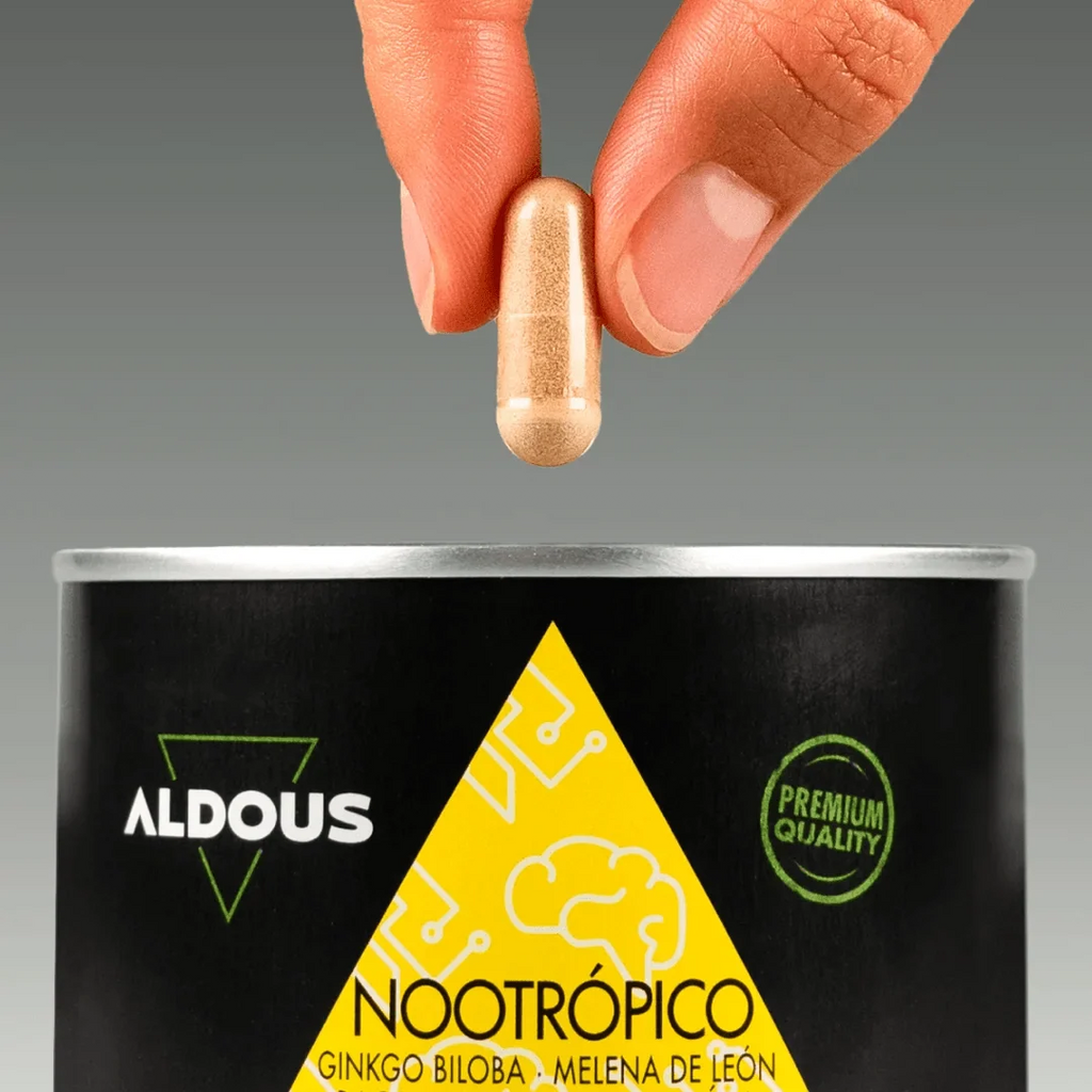 Nootrópico con Ginkgo Biloba, Melena de León, Cafeína, Bacopa, Tirosina, Teanina y Huperzia Serrata