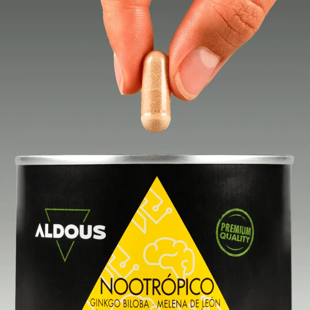 Nootrópico con Ginkgo Biloba, Melena de León, Cafeína, Bacopa, Tirosina, Teanina y Huperzia Serrata
